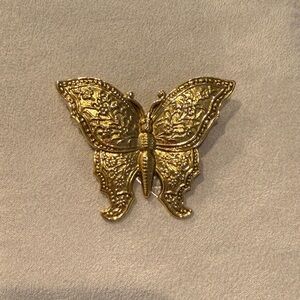 Vintage Gold Butterfly Brooch Pin